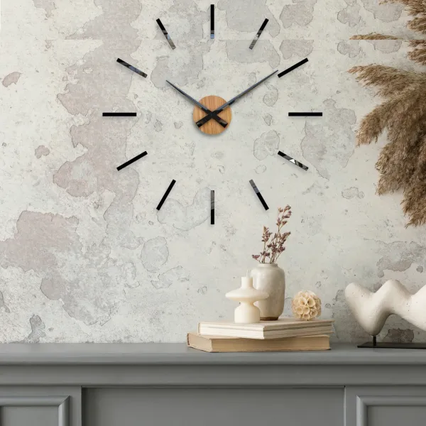ModernClock Nástenné samolepiace hodiny Cezar 65 cm čierne/hnedé