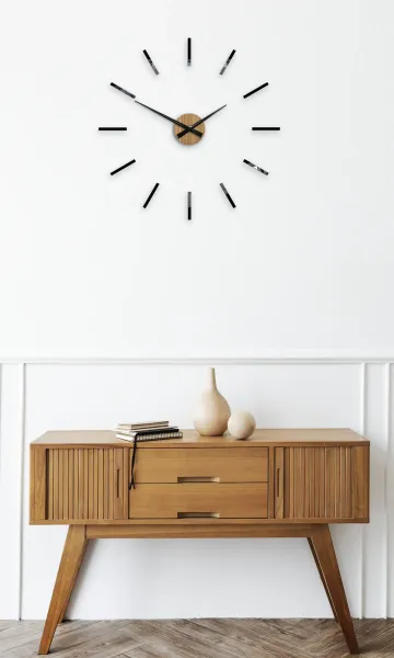 ModernClock Nástenné samolepiace hodiny Cezar 65 cm čierne/hnedé