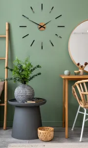 ModernClock Nástenné samolepiace hodiny Cezar 65 cm čierne/hnedé