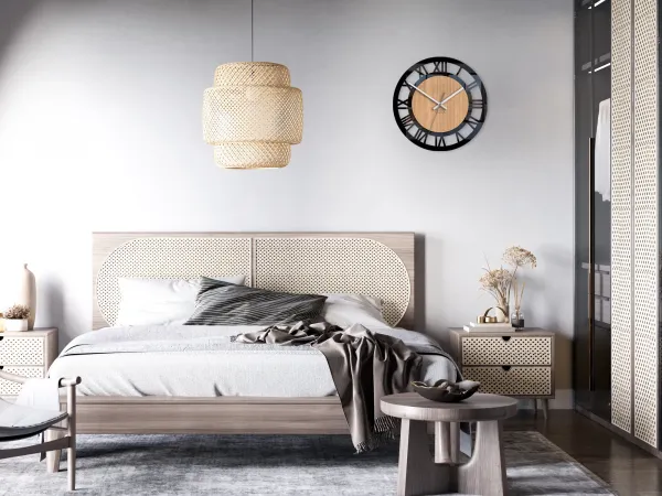 ModernClock Bambusové nástenné hodiny Verona 30 cm hnedé/čierne