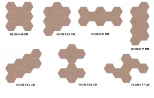 ModernClock Nástenné samolepiace zrkadlo Hexagón hnedé
