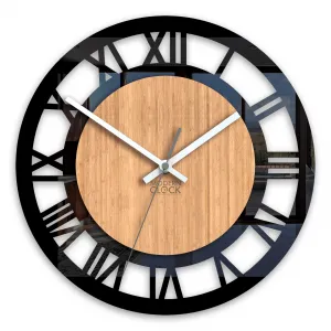 ModernClock Bambusové nástenné hodiny Verona 30 cm hnedé/čierne