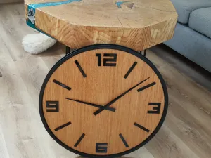 ModernClock Drevené nástenné hodiny Arabik 50 cm dub prírodný/čierny