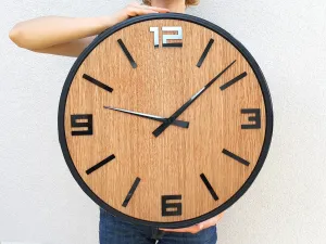 ModernClock Drevené nástenné hodiny Arabik 50 cm dub prírodný/čierny