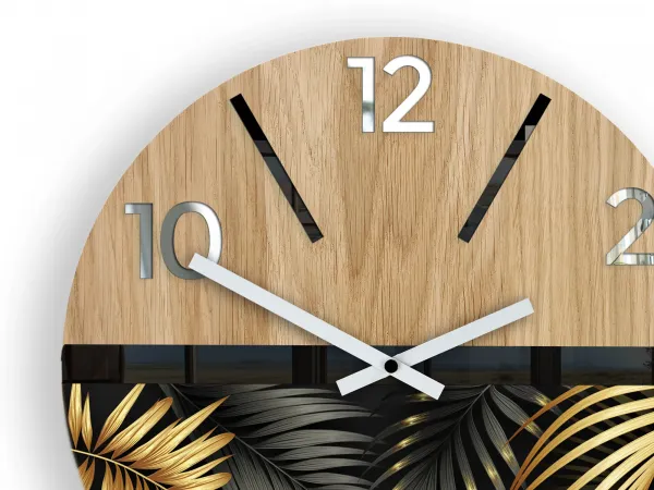 ModernClock Drevené nástenné hodiny Golden 33 cm dub prírodný/zlatá