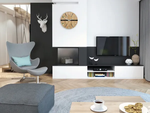 ModernClock Drevené nástenné hodiny King 33,5 cm dub prírodný