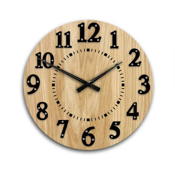 ModernClock Drevené nástenné hodiny Malibu 49 cm dub prírodný/čierny
