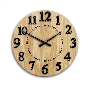 ModernClock Drevené nástenné hodiny Malibu 49 cm dub prírodný/čierny