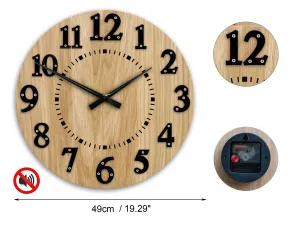 ModernClock Drevené nástenné hodiny Malibu 49 cm dub prírodný/čierny