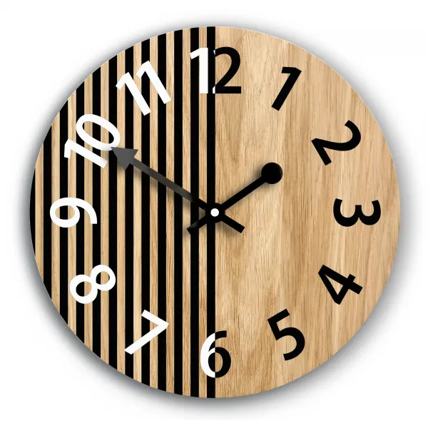 ModernClock Drevené nástenné hodiny Nepal 33 cm dub prírodný/čierny