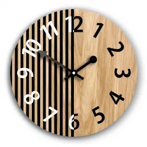 ModernClock Drevené nástenné hodiny Nepal 33 cm dub prírodný/čierny
