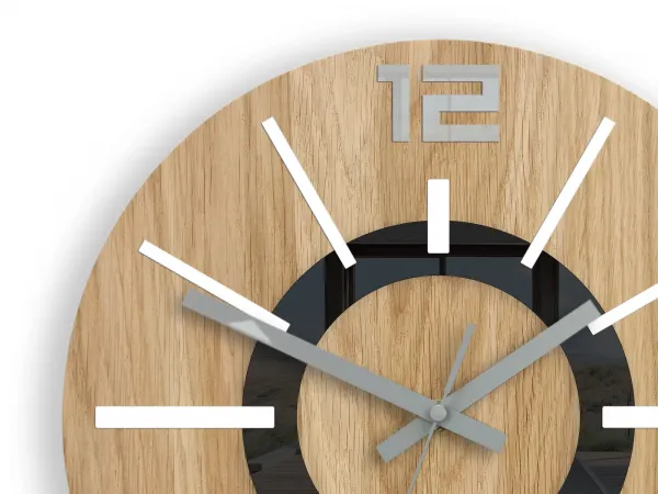 ModernClock Drevené nástenné hodiny Nordic 33 cm dub prírodný/biely