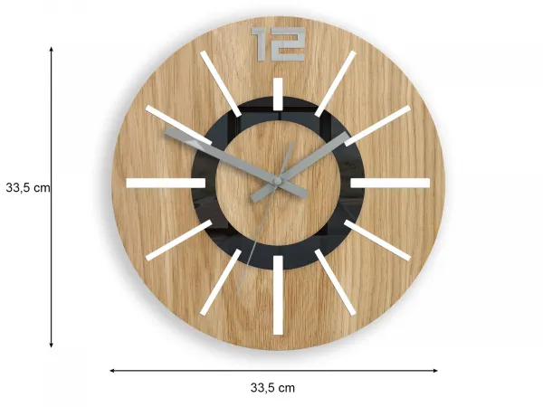 ModernClock Drevené nástenné hodiny Nordic 33 cm dub prírodný/biely