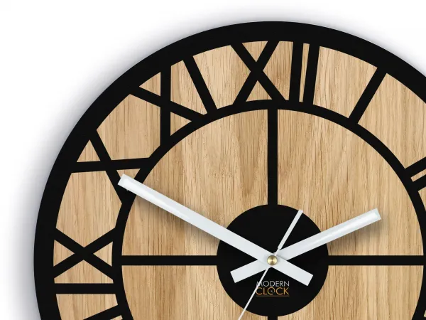 ModernClock Drevené nástenné hodiny Oslo 33 cm dub prírodný/čierny