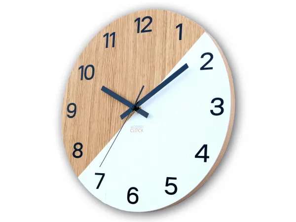 ModernClock Drevené nástenné hodiny Oxford 33 cm dub prírodný/biely