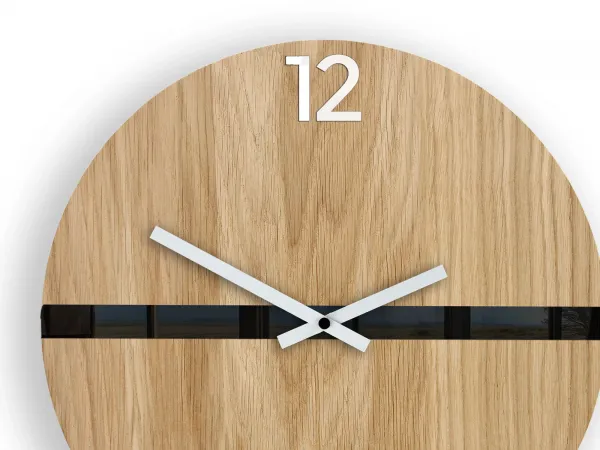 ModernClock Drevené nástenné hodiny Ramzes 33 cm dub prírodný/čierny