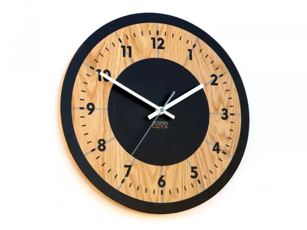 ModernClock Drevené nástenné hodiny Tokio 33 cm dub prírodný/čierny