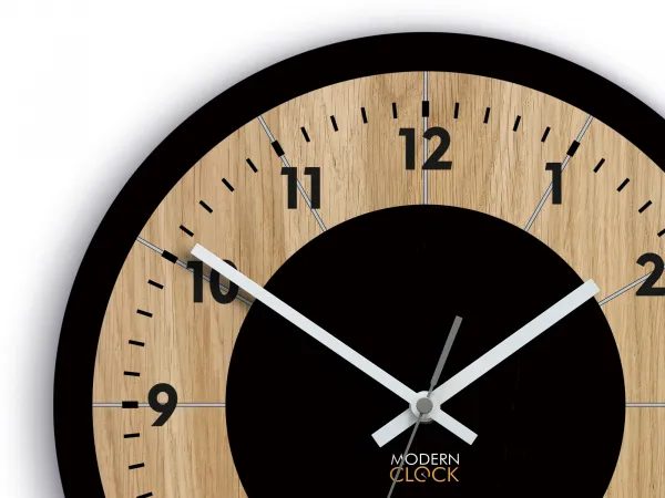 ModernClock Drevené nástenné hodiny Tokio 33 cm dub prírodný/čierny