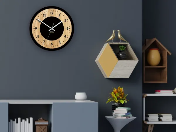 ModernClock Drevené nástenné hodiny Tokio 33 cm dub prírodný/čierny