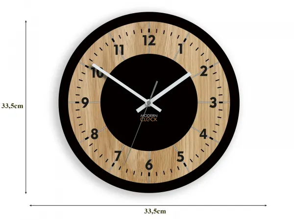 ModernClock Drevené nástenné hodiny Tokio 33 cm dub prírodný/čierny