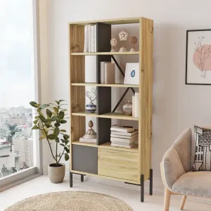 Knižnica Houseland Tara dub Wotan/antracitovo sivá
