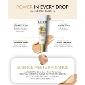 Lirene Derma Pigment Control Covering BB Cream SPF 50 rozjasňujúci BB krém proti pigmentovým škvrnám odtieň 01 Light 30 ml