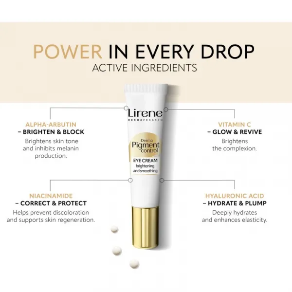 Lirene Derma Pigment Control Brightening Eye Cream vyhladzujúci a rozjasňujúci očný krém 15 ml