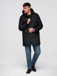 Pánska bunda s kapucňou OMBRE Jacket OM-JAPJ-0313 V-6 black