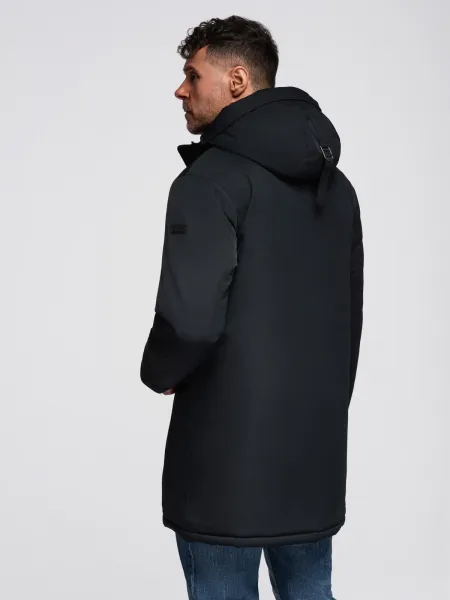Pánska bunda s kapucňou OMBRE Jacket OM-JAPJ-0313 V-6 black