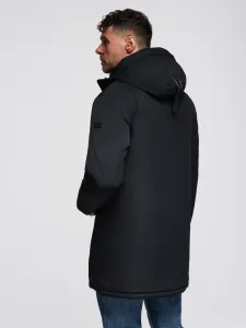 Pánska bunda s kapucňou OMBRE Jacket OM-JAPJ-0313 V-6 black