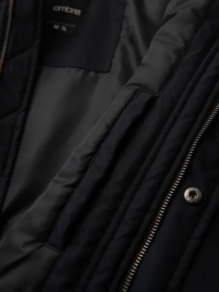 Pánska bunda s kapucňou OMBRE Jacket OM-JAPJ-0313 V-6 black