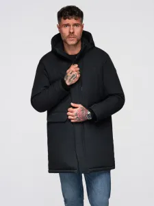 Pánska bunda s kapucňou OMBRE Jacket OM-JAPJ-0313 V-6 black