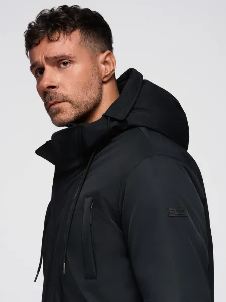 Pánska bunda s kapucňou OMBRE Jacket OM-JAPJ-0313 V-6 black