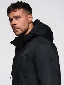 Pánska bunda s kapucňou OMBRE Jacket OM-JAPJ-0313 V-6 black