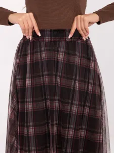 Károvaná midi sukňa s tylom