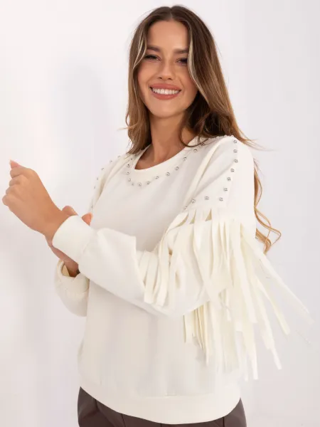 Factory Dámska oversize mikina s cvokmi a strapcami – štýlový casual kúsok Farba: Hnedá, Veľkosť: UNI