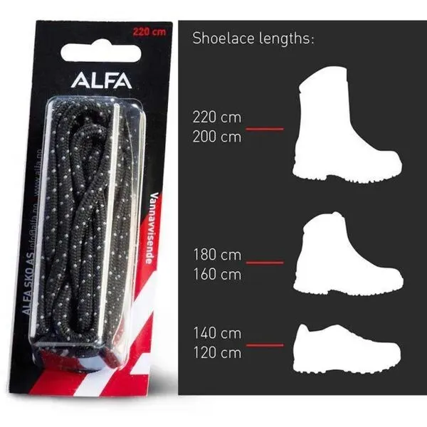 ALFA LACES Šnúrky do outdoorovej obuvi, čierna, veľkosť