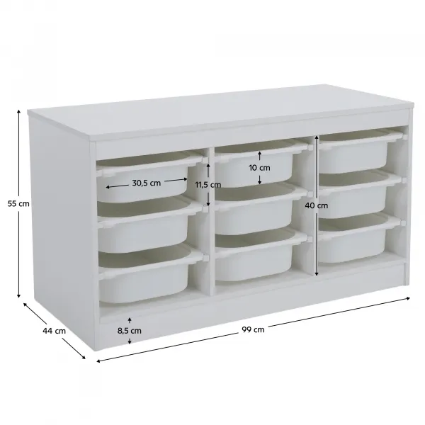 Organizér s úložnými boxami, biela, TRIMAL