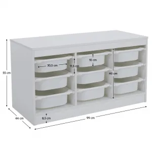 Organizér s úložnými boxami, biela, TRIMAL