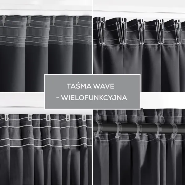 Záves AmeliaHome Blackout s multifunkčnou páskou grafitový, veľkosť 140x245