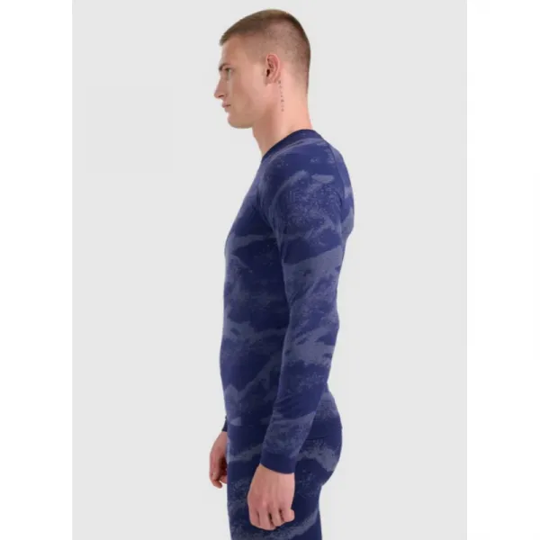 Pánske termo tričko s dlhým rukávom 4F SEAMLESS UNDERWEAR M227-WAW25USEAM227-32A DENIM ALLOVER