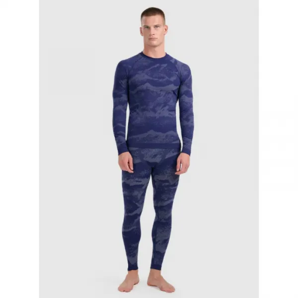 Pánske termo tričko s dlhým rukávom 4F SEAMLESS UNDERWEAR M227-WAW25USEAM227-32A DENIM ALLOVER