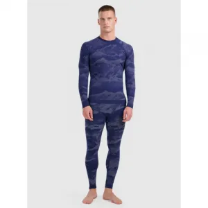 Pánske termo tričko s dlhým rukávom 4F SEAMLESS UNDERWEAR M227-WAW25USEAM227-32A DENIM ALLOVER