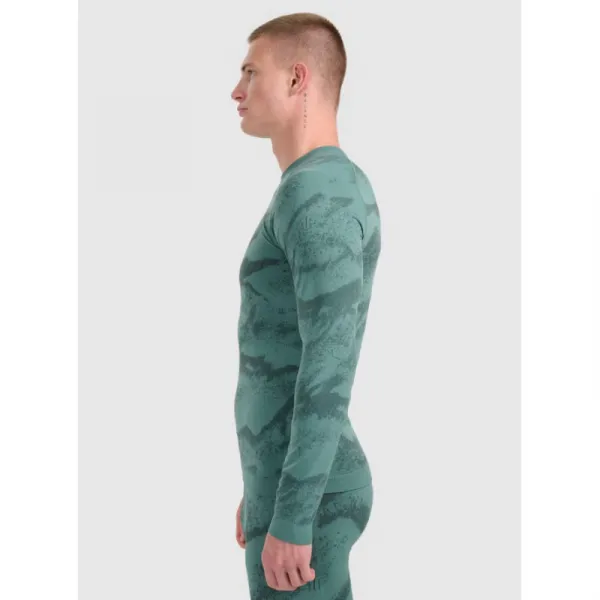 Pánske termo tričko s dlhým rukávom 4F SEAMLESS UNDERWEAR M227-WAW25USEAM227-44A-OLIVE ALLOVER