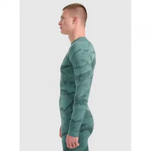 Pánske termo tričko s dlhým rukávom 4F SEAMLESS UNDERWEAR M227-WAW25USEAM227-44A-OLIVE ALLOVER