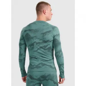 Pánske termo tričko s dlhým rukávom 4F SEAMLESS UNDERWEAR M227-WAW25USEAM227-44A-OLIVE ALLOVER