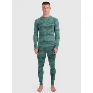 Pánske termo tričko s dlhým rukávom 4F SEAMLESS UNDERWEAR M227-WAW25USEAM227-44A-OLIVE ALLOVER