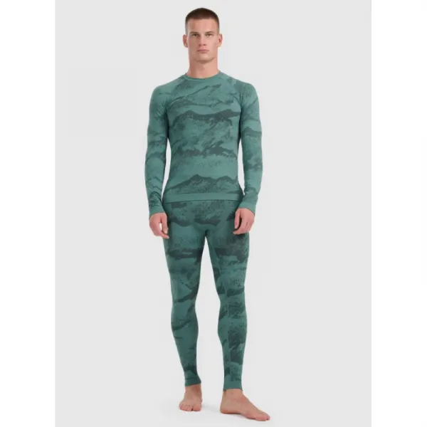 Pánske termo tričko s dlhým rukávom 4F SEAMLESS UNDERWEAR M227-WAW25USEAM227-44A-OLIVE ALLOVER