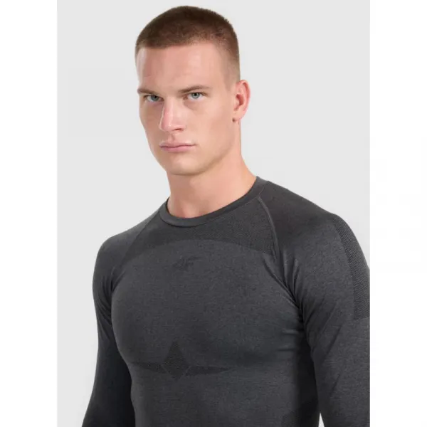 Pánske termo tričko s dlhým rukávom 4F SEAMLESS UNDERWEAR M237-WAW25USEAM237-21M-BLACK MELANGE