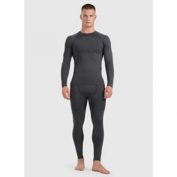 Pánske termo tričko s dlhým rukávom 4F SEAMLESS UNDERWEAR M237-WAW25USEAM237-21M-BLACK MELANGE